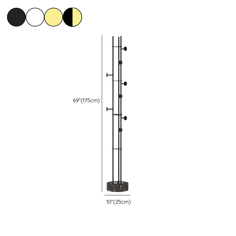 Marble Base Coat Hanger Metal Standing Entry Hall Tree with 8 Hooks Clearhalo 'Entry & Mudroom Furniture' 'furn' 'furn_hall_tree_coat_racks' 'Furniture' 'Hall Trees & Coat Racks' 'hall_tree_coat_racks' 7001098