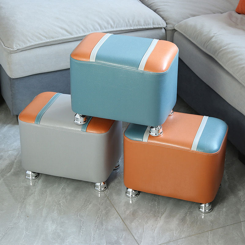 Color Matching Leather Standard Stool Modern Style Simple Rectangular Stool Clearhalo 'furn' 'furn_ottomans_poufs' 'Furniture' 'Living Room Furniture' 'Ottomans & Poufs' 'ottomans_poufs' 7001198