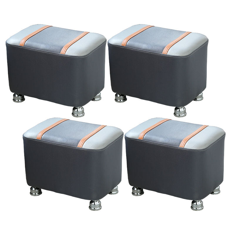 Color Matching Leather Standard Stool Modern Style Simple Rectangular Stool Grey 4 Piece Set Clearhalo 'furn' 'furn_ottomans_poufs' 'Furniture' 'Living Room Furniture' 'Ottomans & Poufs' 'ottomans_poufs' 7001199
