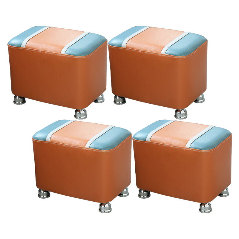 Color Matching Leather Standard Stool Modern Style Simple Rectangular Stool 14"L x 10"W x 11"H Orange 4 Piece Set Clearhalo 'furn' 'furn_ottomans_poufs' 'Furniture' 'Living Room Furniture' 'Ottomans & Poufs' 'ottomans_poufs' 7001216