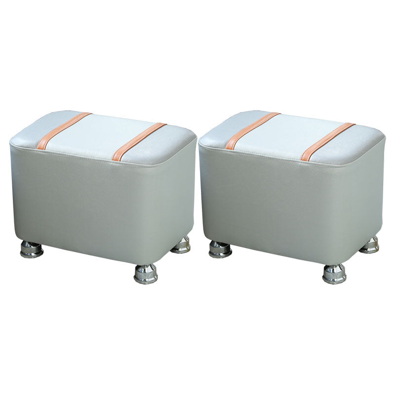 Color Matching Leather Standard Stool Modern Style Simple Rectangular Stool 14"L x 10"W x 11"H Gray White Gray 2 Piece Set Clearhalo 'furn' 'furn_ottomans_poufs' 'Furniture' 'Living Room Furniture' 'Ottomans & Poufs' 'ottomans_poufs' 7001220