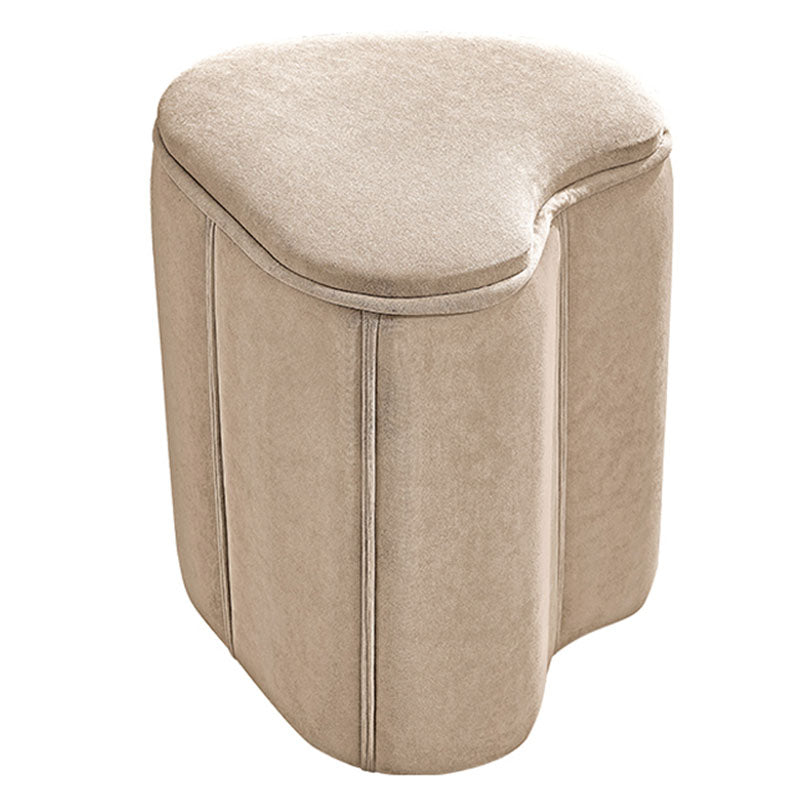 Solid Color Fabric Standard Stool Modern Simple Heart-Shaped Upholstered Footstool 13"L x 12"W x 18"H Beige 1 Piece Clearhalo 'furn' 'furn_ottomans_poufs' 'Furniture' 'Living Room Furniture' 'Ottomans & Poufs' 'ottomans_poufs' 7001247