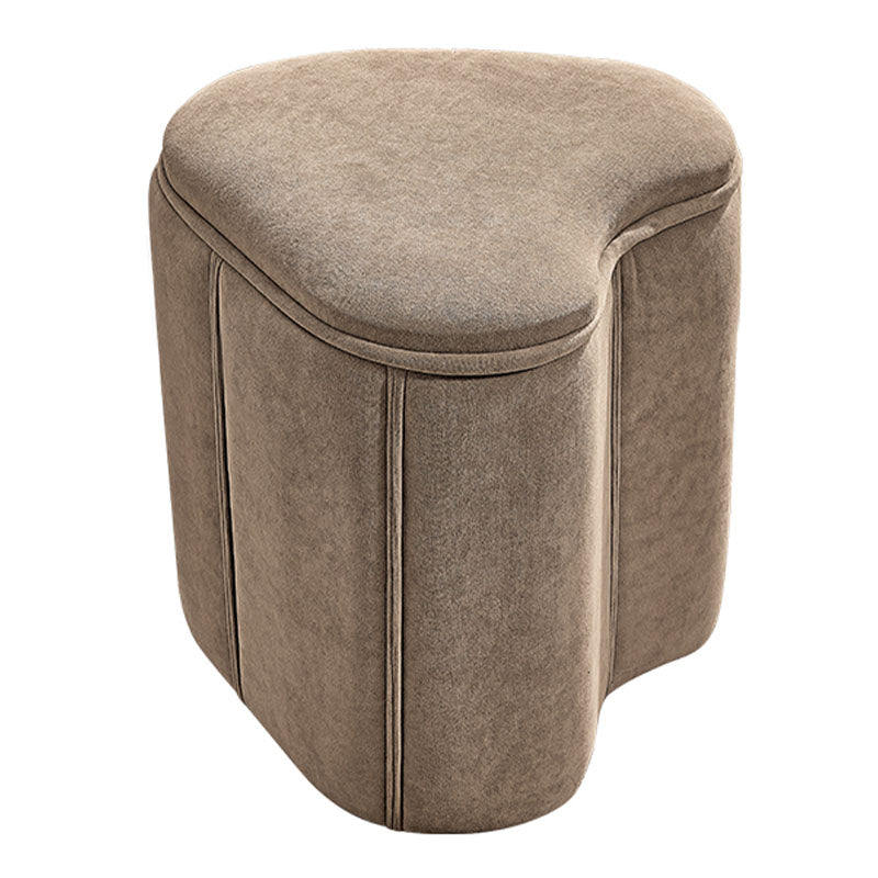 Solid Color Fabric Standard Stool Modern Simple Heart-Shaped Upholstered Footstool 13"L x 12"W x 14.5"H Khaki 1 Piece Clearhalo 'furn' 'furn_ottomans_poufs' 'Furniture' 'Living Room Furniture' 'Ottomans & Poufs' 'ottomans_poufs' 7001252