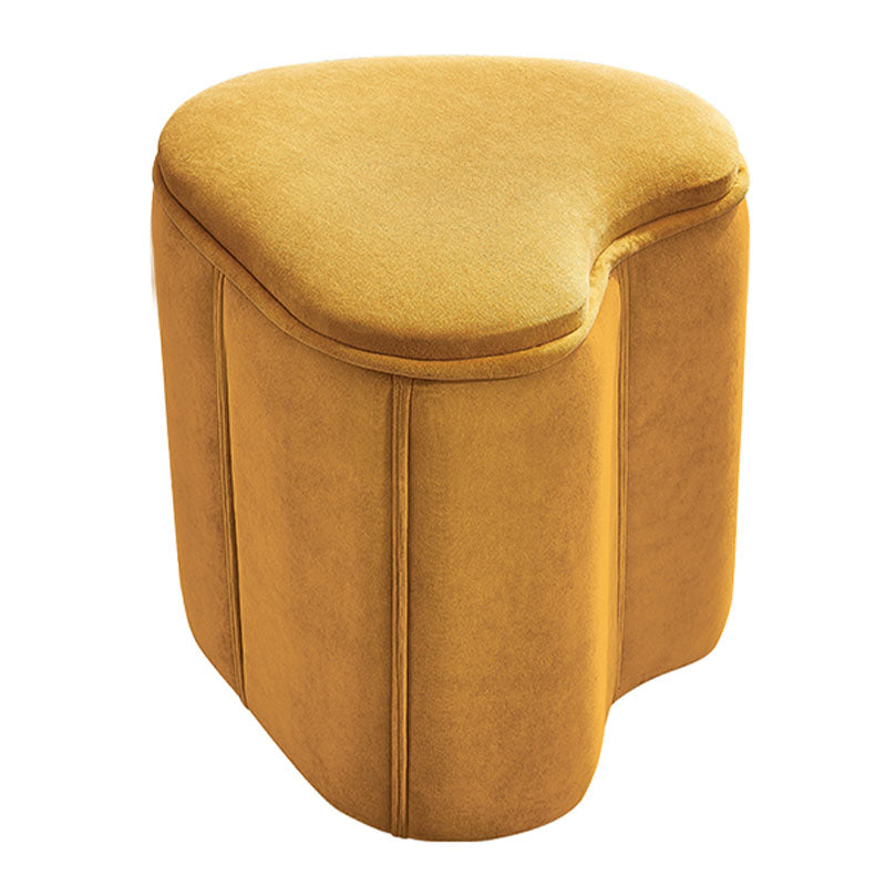 Solid Color Fabric Standard Stool Modern Simple Heart-Shaped Upholstered Footstool 13"L x 12"W x 14.5"H Yellow 1 Piece Clearhalo 'furn' 'furn_ottomans_poufs' 'Furniture' 'Living Room Furniture' 'Ottomans & Poufs' 'ottomans_poufs' 7001254