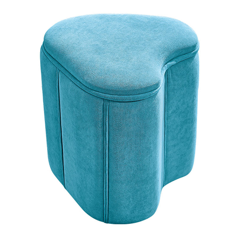 Solid Color Fabric Standard Stool Modern Simple Heart-Shaped Upholstered Footstool 13"L x 12"W x 14.5"H Blue 1 Piece Clearhalo 'furn' 'furn_ottomans_poufs' 'Furniture' 'Living Room Furniture' 'Ottomans & Poufs' 'ottomans_poufs' 7001255