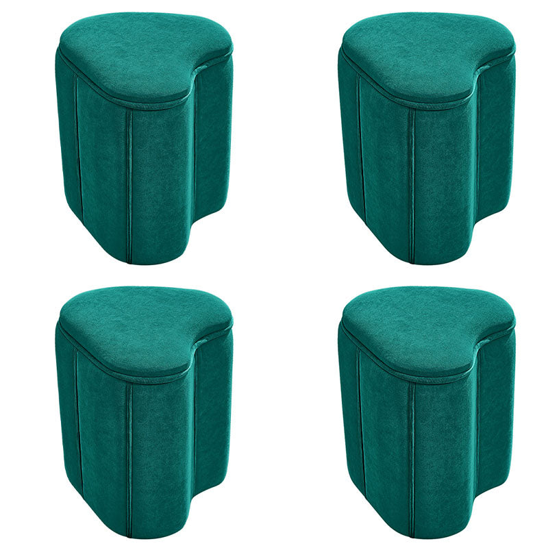 Solid Color Fabric Standard Stool Modern Simple Heart-Shaped Upholstered Footstool 13"L x 12"W x 18"H Green 4 Piece Set Clearhalo 'furn' 'furn_ottomans_poufs' 'Furniture' 'Living Room Furniture' 'Ottomans & Poufs' 'ottomans_poufs' 7001261