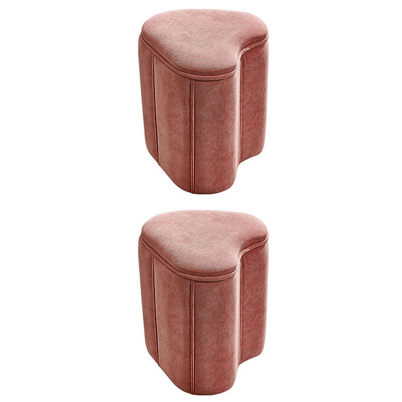 Solid Color Fabric Standard Stool Modern Simple Heart-Shaped Upholstered Footstool 13"L x 12"W x 18"H Pink 2 Piece Set Clearhalo 'furn' 'furn_ottomans_poufs' 'Furniture' 'Living Room Furniture' 'Ottomans & Poufs' 'ottomans_poufs' 7001262