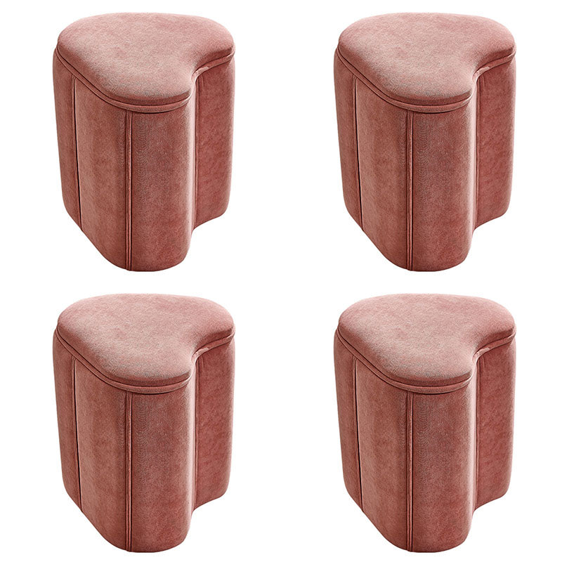 Solid Color Fabric Standard Stool Modern Simple Heart-Shaped Upholstered Footstool 13"L x 12"W x 18"H Pink 4 Piece Set Clearhalo 'furn' 'furn_ottomans_poufs' 'Furniture' 'Living Room Furniture' 'Ottomans & Poufs' 'ottomans_poufs' 7001263