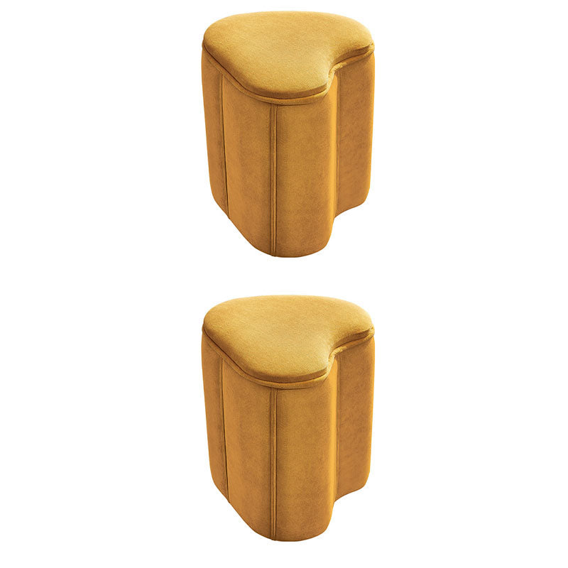 Solid Color Fabric Standard Stool Modern Simple Heart-Shaped Upholstered Footstool 13"L x 12"W x 18"H Yellow 2 Piece Set Clearhalo 'furn' 'furn_ottomans_poufs' 'Furniture' 'Living Room Furniture' 'Ottomans & Poufs' 'ottomans_poufs' 7001266