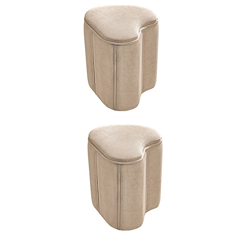 Solid Color Fabric Standard Stool Modern Simple Heart-Shaped Upholstered Footstool 13"L x 12"W x 18"H Beige 2 Piece Set Clearhalo 'furn' 'furn_ottomans_poufs' 'Furniture' 'Living Room Furniture' 'Ottomans & Poufs' 'ottomans_poufs' 7001268