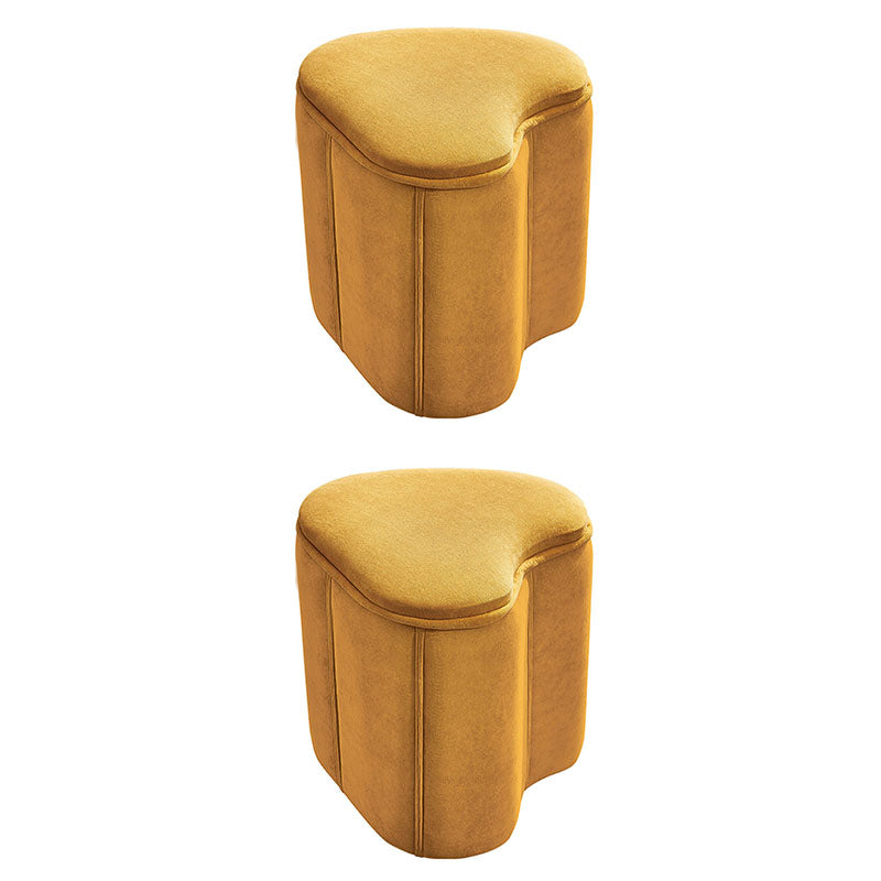 Solid Color Fabric Standard Stool Modern Simple Heart-Shaped Upholstered Footstool 13"L x 12"W x 14.5"H Yellow 2 Piece Set Clearhalo 'furn' 'furn_ottomans_poufs' 'Furniture' 'Living Room Furniture' 'Ottomans & Poufs' 'ottomans_poufs' 7001274
