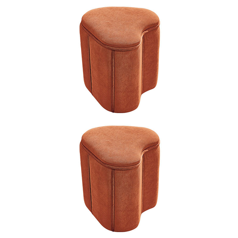 Solid Color Fabric Standard Stool Modern Simple Heart-Shaped Upholstered Footstool 13"L x 12"W x 14.5"H Orange 2 Piece Set Clearhalo 'furn' 'furn_ottomans_poufs' 'Furniture' 'Living Room Furniture' 'Ottomans & Poufs' 'ottomans_poufs' 7001278