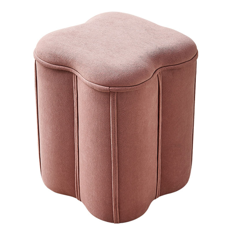 Solid Color Fabric Standard Stool Modern Simple Plum Blossom Upholstered Footstool 13"L x 13"W x 15"H Pink 1 Piece Clearhalo 'furn' 'furn_ottomans_poufs' 'Furniture' 'Living Room Furniture' 'Ottomans & Poufs' 'ottomans_poufs' 7001289
