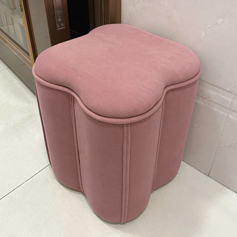 Solid Color Fabric Standard Stool Modern Simple Plum Blossom Upholstered Footstool 13"L x 13"W x 18"H Pink 1 Piece Clearhalo 'furn' 'furn_ottomans_poufs' 'Furniture' 'Living Room Furniture' 'Ottomans & Poufs' 'ottomans_poufs' 7001290