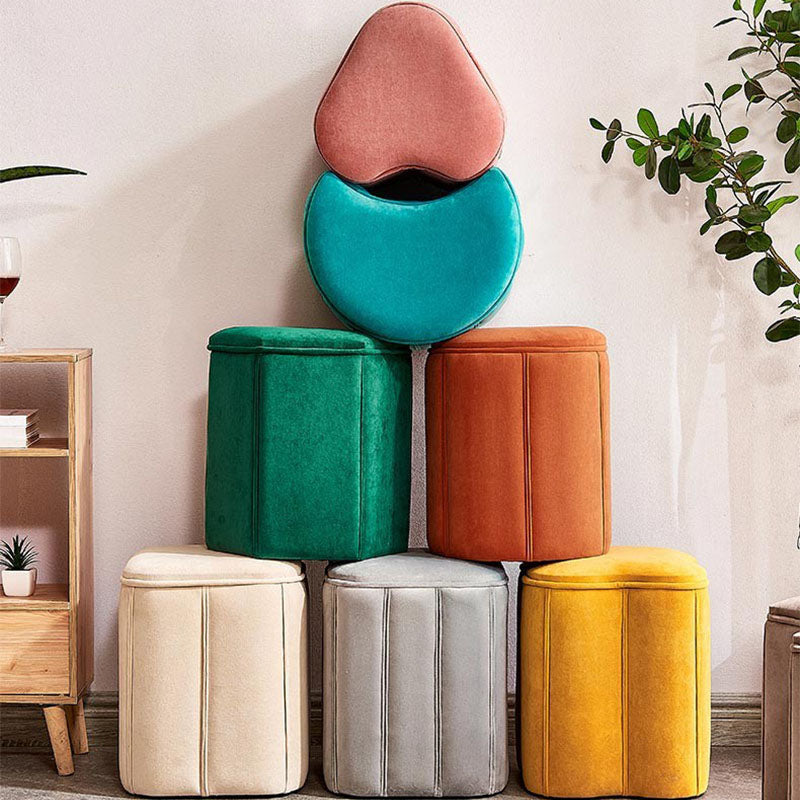 Solid Color Fabric Standard Stool Modern Simple Plum Blossom Upholstered Footstool Clearhalo 'furn' 'furn_ottomans_poufs' 'Furniture' 'Living Room Furniture' 'Ottomans & Poufs' 'ottomans_poufs' 7001291