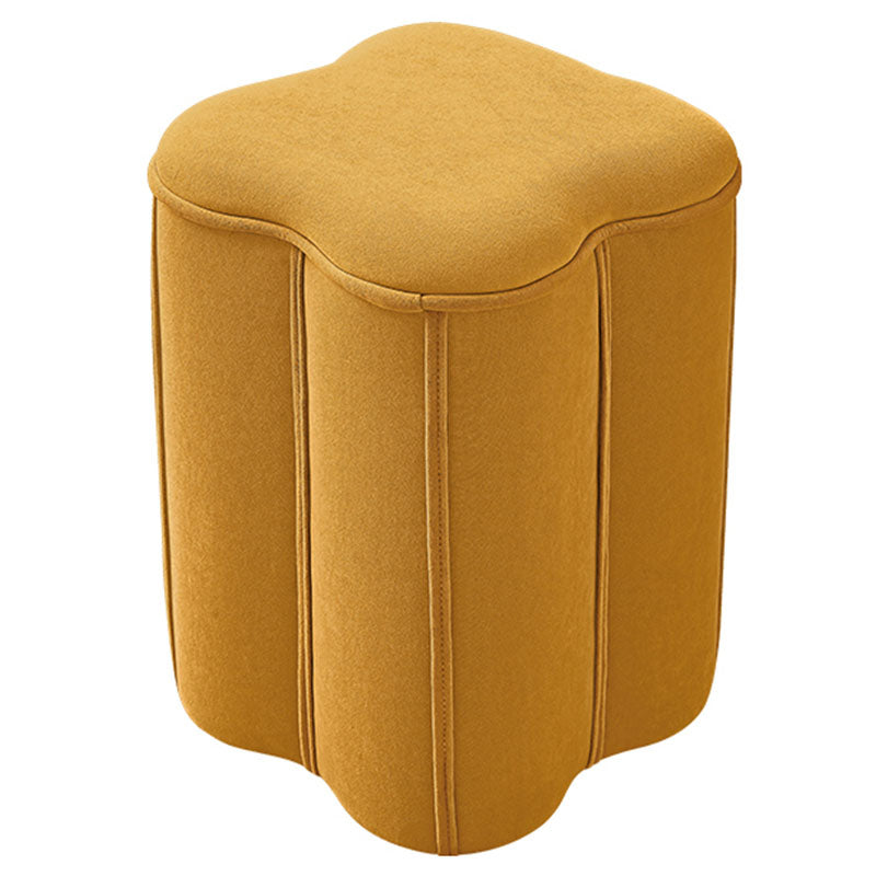 Solid Color Fabric Standard Stool Modern Simple Plum Blossom Upholstered Footstool 13"L x 13"W x 18"H Yellow 1 Piece Clearhalo 'furn' 'furn_ottomans_poufs' 'Furniture' 'Living Room Furniture' 'Ottomans & Poufs' 'ottomans_poufs' 7001294