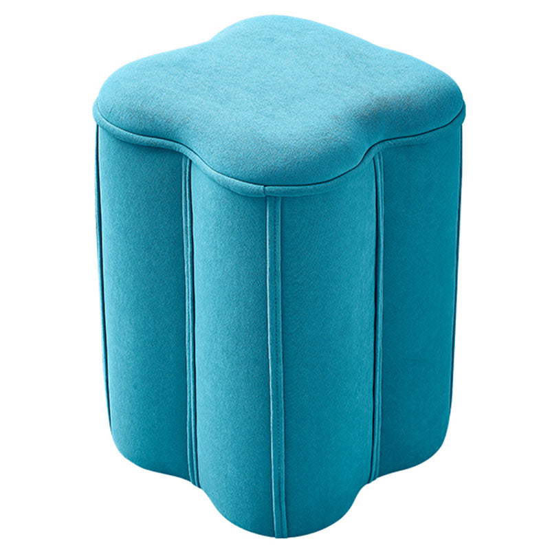 Solid Color Fabric Standard Stool Modern Simple Plum Blossom Upholstered Footstool 13"L x 13"W x 18"H Blue 1 Piece Clearhalo 'furn' 'furn_ottomans_poufs' 'Furniture' 'Living Room Furniture' 'Ottomans & Poufs' 'ottomans_poufs' 7001298