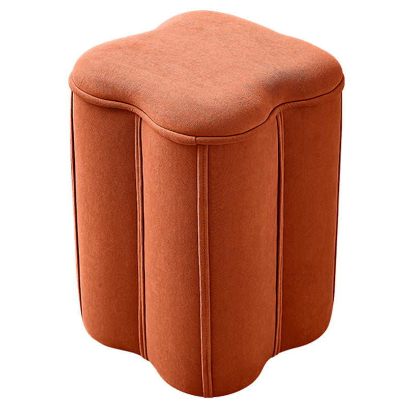 Solid Color Fabric Standard Stool Modern Simple Plum Blossom Upholstered Footstool 13"L x 13"W x 18"H Orange 1 Piece Clearhalo 'furn' 'furn_ottomans_poufs' 'Furniture' 'Living Room Furniture' 'Ottomans & Poufs' 'ottomans_poufs' 7001307