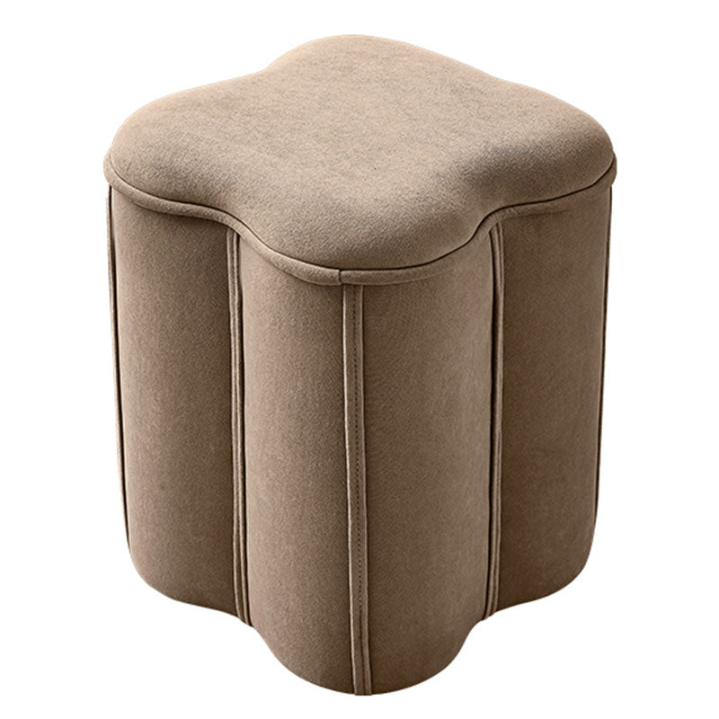 Solid Color Fabric Standard Stool Modern Simple Plum Blossom Upholstered Footstool 13"L x 13"W x 15"H Khaki 1 Piece Clearhalo 'furn' 'furn_ottomans_poufs' 'Furniture' 'Living Room Furniture' 'Ottomans & Poufs' 'ottomans_poufs' 7001308