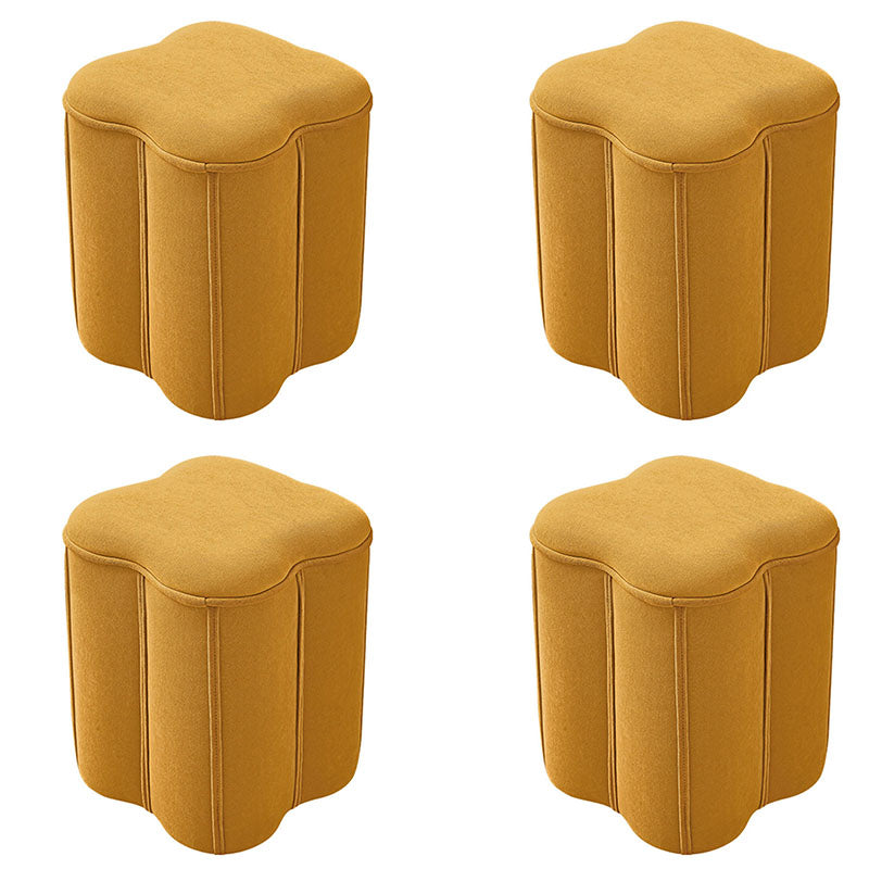Solid Color Fabric Standard Stool Modern Simple Plum Blossom Upholstered Footstool 13"L x 13"W x 15"H Yellow 4 Piece Set Clearhalo 'furn' 'furn_ottomans_poufs' 'Furniture' 'Living Room Furniture' 'Ottomans & Poufs' 'ottomans_poufs' 7001317