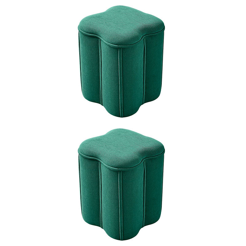 Solid Color Fabric Standard Stool Modern Simple Plum Blossom Upholstered Footstool 13"L x 13"W x 15"H Green 2 Piece Set Clearhalo 'furn' 'furn_ottomans_poufs' 'Furniture' 'Living Room Furniture' 'Ottomans & Poufs' 'ottomans_poufs' 7001318