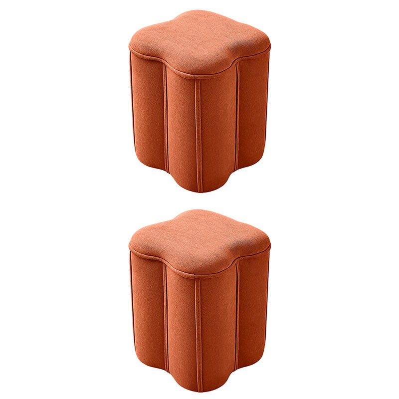 Solid Color Fabric Standard Stool Modern Simple Plum Blossom Upholstered Footstool 13"L x 13"W x 15"H Orange 2 Piece Set Clearhalo 'furn' 'furn_ottomans_poufs' 'Furniture' 'Living Room Furniture' 'Ottomans & Poufs' 'ottomans_poufs' 7001320