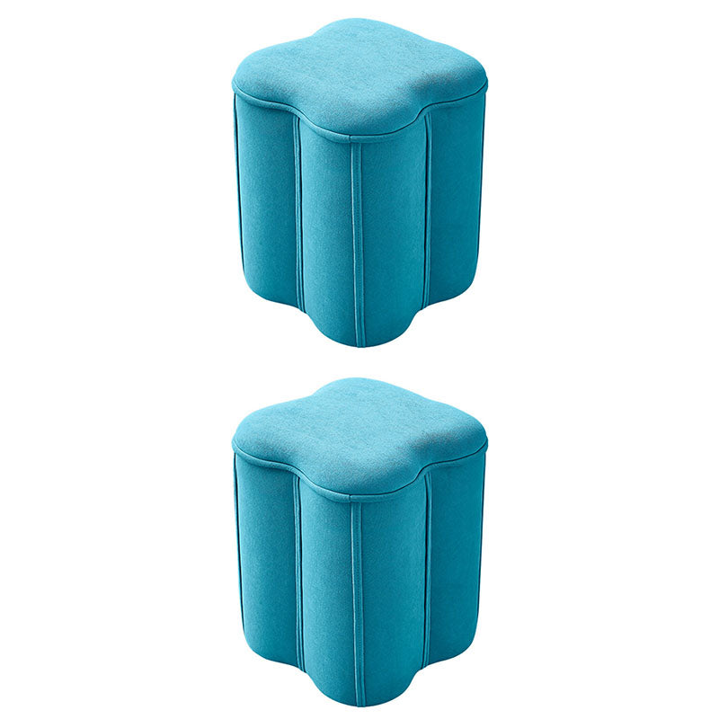 Solid Color Fabric Standard Stool Modern Simple Plum Blossom Upholstered Footstool 13"L x 13"W x 15"H Blue 2 Piece Set Clearhalo 'furn' 'furn_ottomans_poufs' 'Furniture' 'Living Room Furniture' 'Ottomans & Poufs' 'ottomans_poufs' 7001324