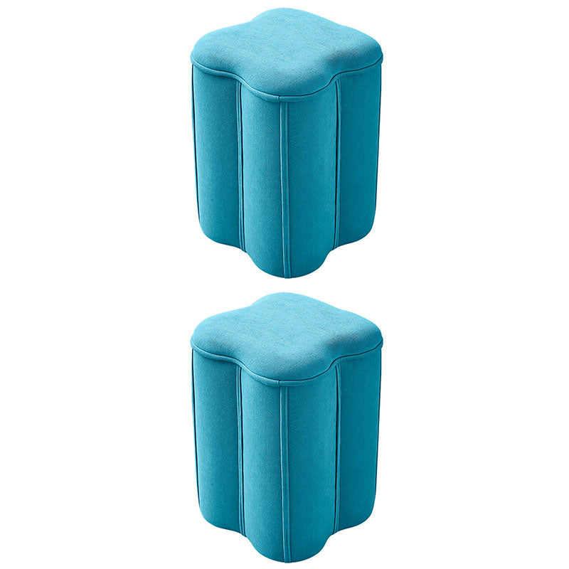 Solid Color Fabric Standard Stool Modern Simple Plum Blossom Upholstered Footstool 13"L x 13"W x 18"H Blue 2 Piece Set Clearhalo 'furn' 'furn_ottomans_poufs' 'Furniture' 'Living Room Furniture' 'Ottomans & Poufs' 'ottomans_poufs' 7001328