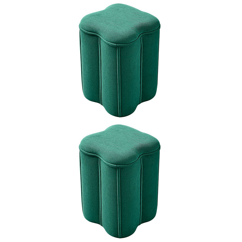Solid Color Fabric Standard Stool Modern Simple Plum Blossom Upholstered Footstool 13"L x 13"W x 18"H Green 2 Piece Set Clearhalo 'furn' 'furn_ottomans_poufs' 'Furniture' 'Living Room Furniture' 'Ottomans & Poufs' 'ottomans_poufs' 7001332
