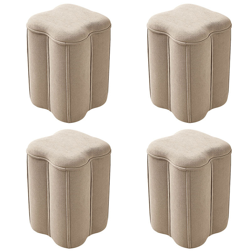 Solid Color Fabric Standard Stool Modern Simple Plum Blossom Upholstered Footstool 13"L x 13"W x 18"H Beige 4 Piece Set Clearhalo 'furn' 'furn_ottomans_poufs' 'Furniture' 'Living Room Furniture' 'Ottomans & Poufs' 'ottomans_poufs' 7001335