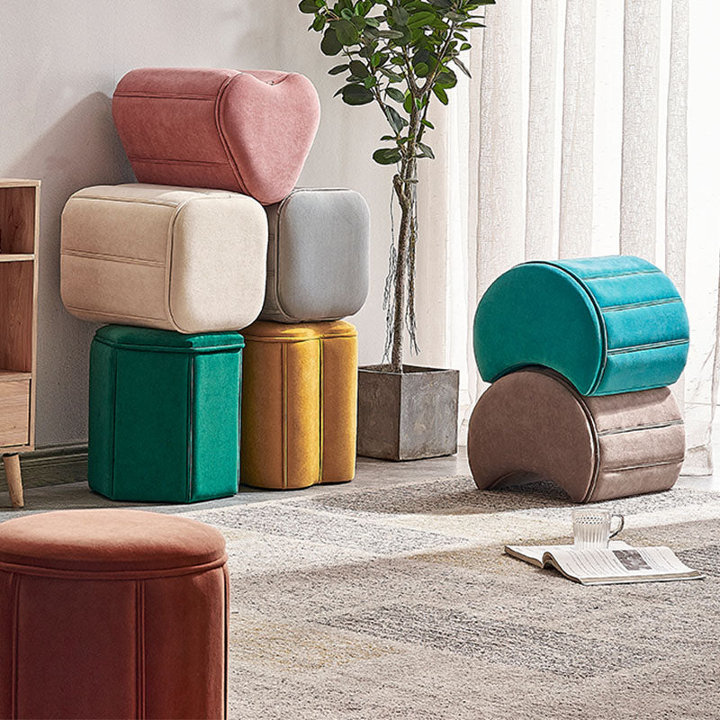 Solid Color Fabric Standard Stool Modern Simple Moon Upholstered Footstool Clearhalo 'furn' 'furn_ottomans_poufs' 'Furniture' 'Living Room Furniture' 'Ottomans & Poufs' 'ottomans_poufs' 7001345