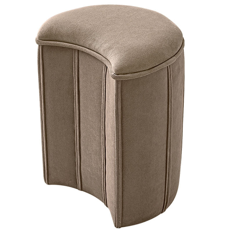 Solid Color Fabric Standard Stool Modern Simple Moon Upholstered Footstool Khaki 1 Piece Clearhalo 'furn' 'furn_ottomans_poufs' 'Furniture' 'Living Room Furniture' 'Ottomans & Poufs' 'ottomans_poufs' 7001354