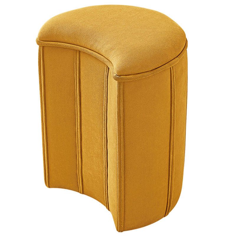 Solid Color Fabric Standard Stool Modern Simple Moon Upholstered Footstool 13"L x 12"W x 18"H Yellow 1 Piece Clearhalo 'furn' 'furn_ottomans_poufs' 'Furniture' 'Living Room Furniture' 'Ottomans & Poufs' 'ottomans_poufs' 7001362