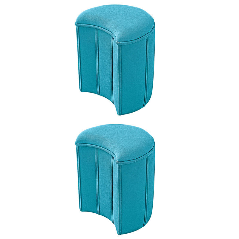 Solid Color Fabric Standard Stool Modern Simple Moon Upholstered Footstool 13"L x 12"W x 14.5"H Blue 2 Piece Set Clearhalo 'furn' 'furn_ottomans_poufs' 'Furniture' 'Living Room Furniture' 'Ottomans & Poufs' 'ottomans_poufs' 7001371