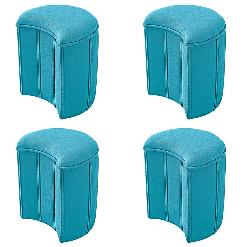 Solid Color Fabric Standard Stool Modern Simple Moon Upholstered Footstool 13"L x 12"W x 14.5"H Blue 4 Piece Set Clearhalo 'furn' 'furn_ottomans_poufs' 'Furniture' 'Living Room Furniture' 'Ottomans & Poufs' 'ottomans_poufs' 7001372