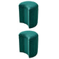 Solid Color Fabric Standard Stool Modern Simple Moon Upholstered Footstool 13"L x 12"W x 14.5"H Green 2 Piece Set Clearhalo 'furn' 'furn_ottomans_poufs' 'Furniture' 'Living Room Furniture' 'Ottomans & Poufs' 'ottomans_poufs' 7001373