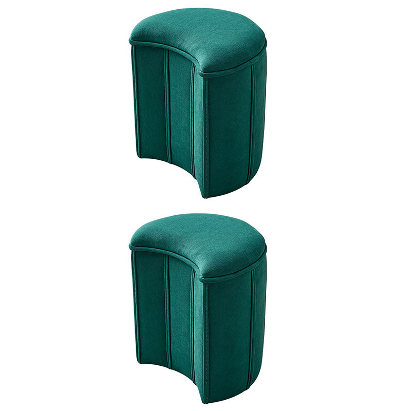 Solid Color Fabric Standard Stool Modern Simple Moon Upholstered Footstool 13"L x 12"W x 14.5"H Green 2 Piece Set Clearhalo 'furn' 'furn_ottomans_poufs' 'Furniture' 'Living Room Furniture' 'Ottomans & Poufs' 'ottomans_poufs' 7001373