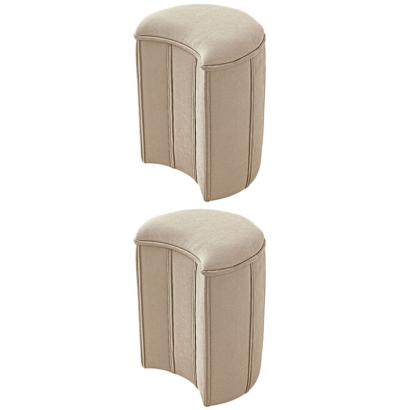 Solid Color Fabric Standard Stool Modern Simple Moon Upholstered Footstool 13"L x 12"W x 18"H Beige 2 Piece Set Clearhalo 'furn' 'furn_ottomans_poufs' 'Furniture' 'Living Room Furniture' 'Ottomans & Poufs' 'ottomans_poufs' 7001381