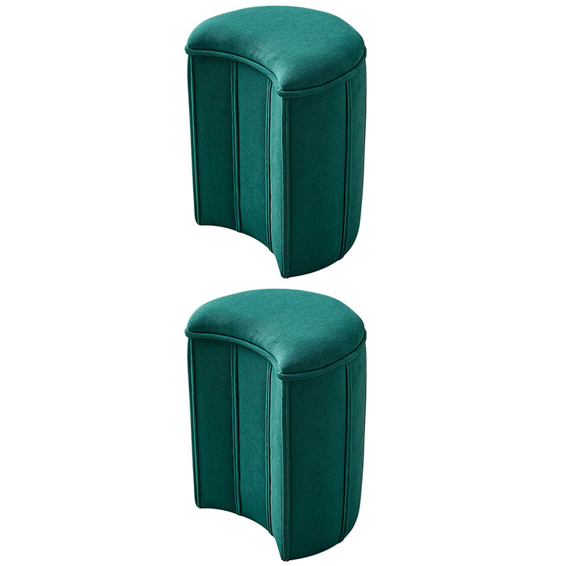 Solid Color Fabric Standard Stool Modern Simple Moon Upholstered Footstool 13"L x 12"W x 18"H Green 2 Piece Set Clearhalo 'furn' 'furn_ottomans_poufs' 'Furniture' 'Living Room Furniture' 'Ottomans & Poufs' 'ottomans_poufs' 7001385