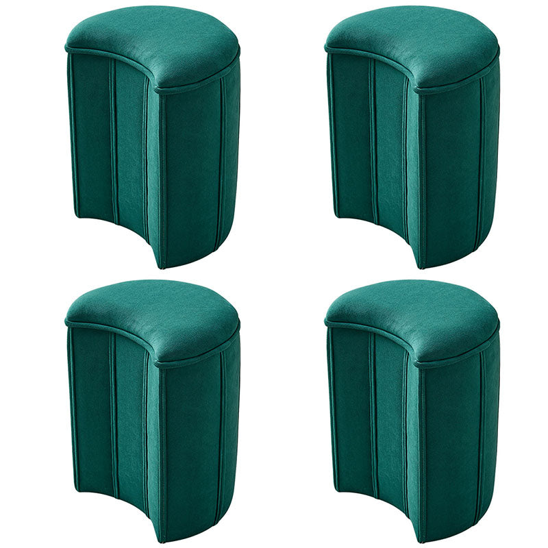 Solid Color Fabric Standard Stool Modern Simple Moon Upholstered Footstool 13"L x 12"W x 18"H Green 4 Piece Set Clearhalo 'furn' 'furn_ottomans_poufs' 'Furniture' 'Living Room Furniture' 'Ottomans & Poufs' 'ottomans_poufs' 7001386