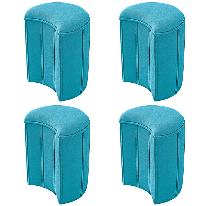 Solid Color Fabric Standard Stool Modern Simple Moon Upholstered Footstool 13"L x 12"W x 18"H Blue 4 Piece Set Clearhalo 'furn' 'furn_ottomans_poufs' 'Furniture' 'Living Room Furniture' 'Ottomans & Poufs' 'ottomans_poufs' 7001388
