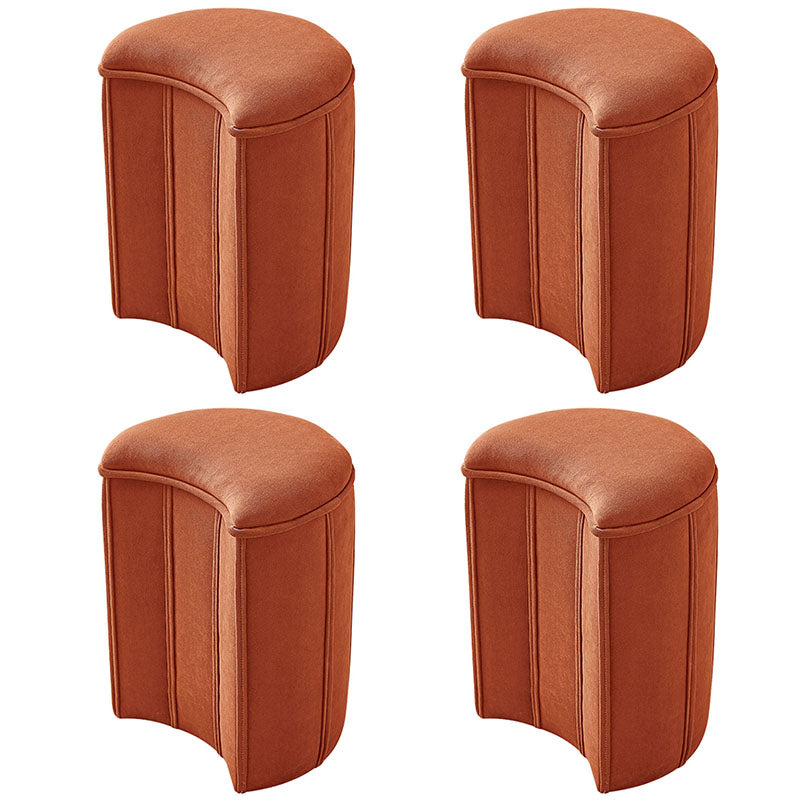 Solid Color Fabric Standard Stool Modern Simple Moon Upholstered Footstool 13"L x 12"W x 18"H Orange 4 Piece Set Clearhalo 'furn' 'furn_ottomans_poufs' 'Furniture' 'Living Room Furniture' 'Ottomans & Poufs' 'ottomans_poufs' 7001390