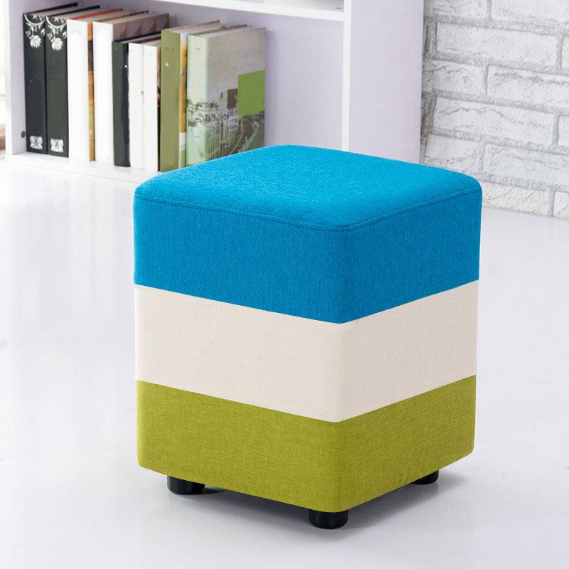 Fabric Standard Stool Contemporary Simple Upholstered Ottoman Square Blue Green 1 Piece Clearhalo 'furn' 'furn_ottomans_poufs' 'Furniture' 'Living Room Furniture' 'Ottomans & Poufs' 'ottomans_poufs' 7001394