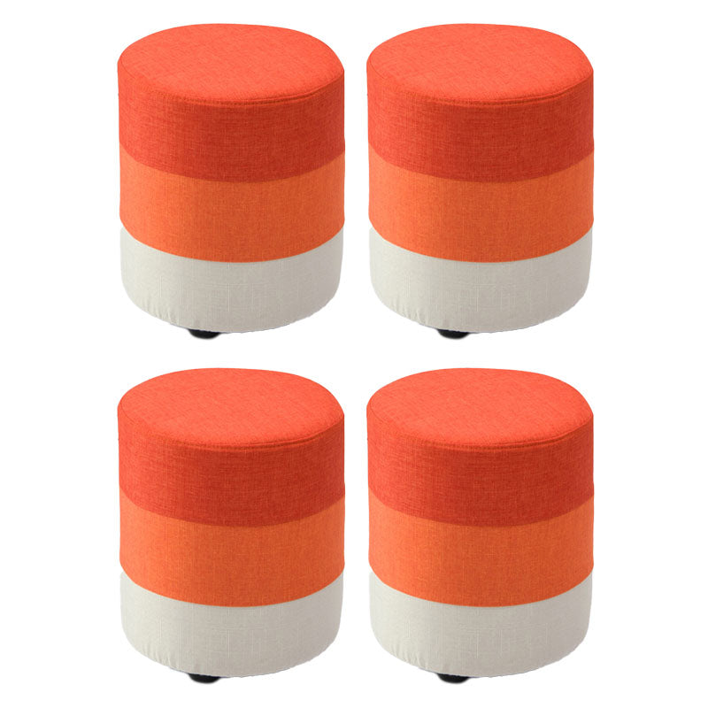 Fabric Standard Stool Contemporary Simple Upholstered Ottoman Round Orange 4 Piece Set Clearhalo 'furn' 'furn_ottomans_poufs' 'Furniture' 'Living Room Furniture' 'Ottomans & Poufs' 'ottomans_poufs' 7001422