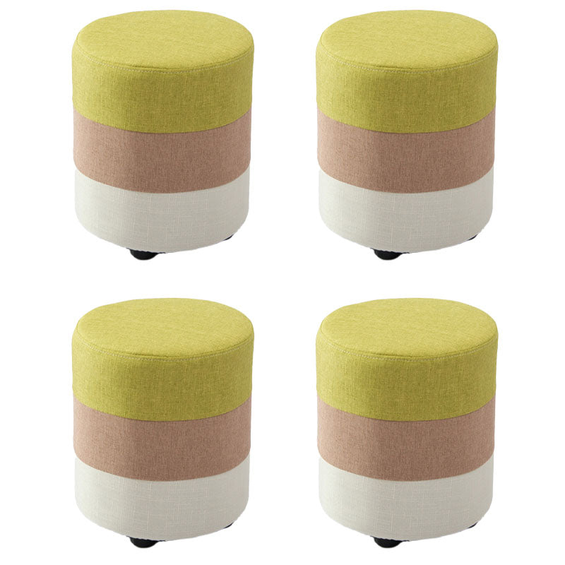 Fabric Standard Stool Contemporary Simple Upholstered Ottoman Round Light Green 4 Piece Set Clearhalo 'furn' 'furn_ottomans_poufs' 'Furniture' 'Living Room Furniture' 'Ottomans & Poufs' 'ottomans_poufs' 7001432