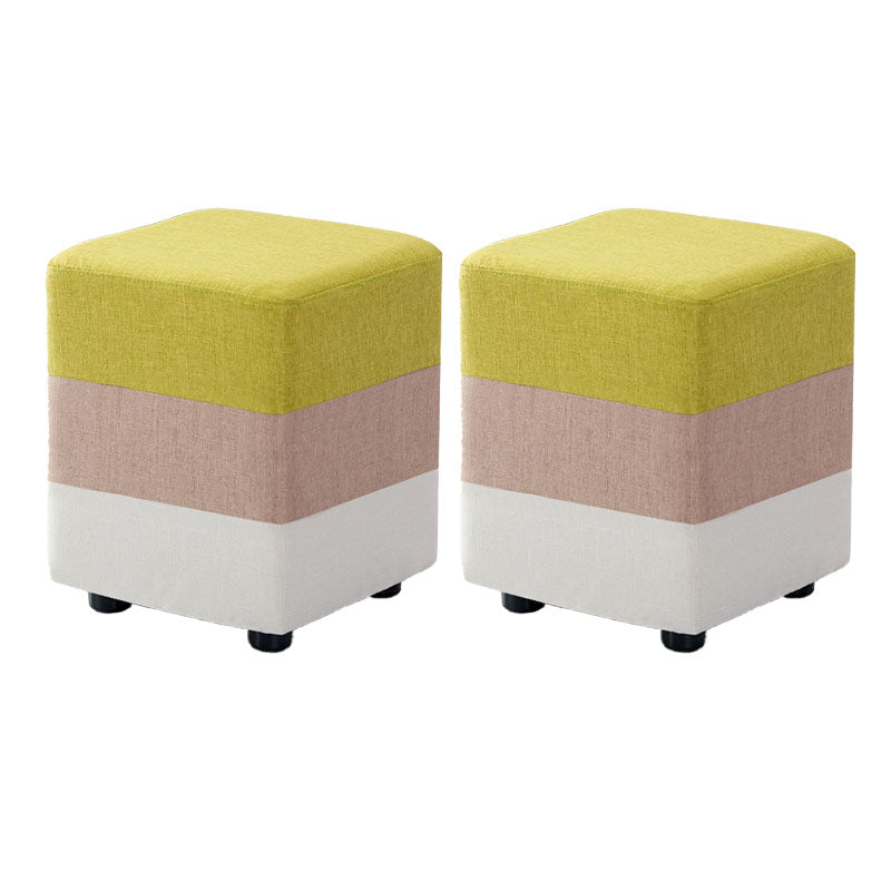 Fabric Standard Stool Contemporary Simple Upholstered Ottoman Square Light Green 2 Piece Set Clearhalo 'furn' 'furn_ottomans_poufs' 'Furniture' 'Living Room Furniture' 'Ottomans & Poufs' 'ottomans_poufs' 7001437