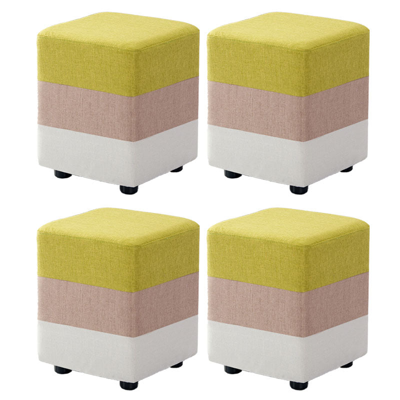 Fabric Standard Stool Contemporary Simple Upholstered Ottoman Square Light Green 4 Piece Set Clearhalo 'furn' 'furn_ottomans_poufs' 'Furniture' 'Living Room Furniture' 'Ottomans & Poufs' 'ottomans_poufs' 7001438