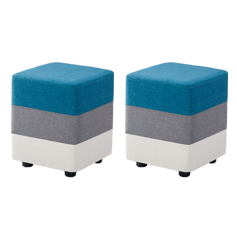 Fabric Standard Stool Contemporary Simple Upholstered Ottoman Square Blue White 2 Piece Set Clearhalo 'furn' 'furn_ottomans_poufs' 'Furniture' 'Living Room Furniture' 'Ottomans & Poufs' 'ottomans_poufs' 7001439