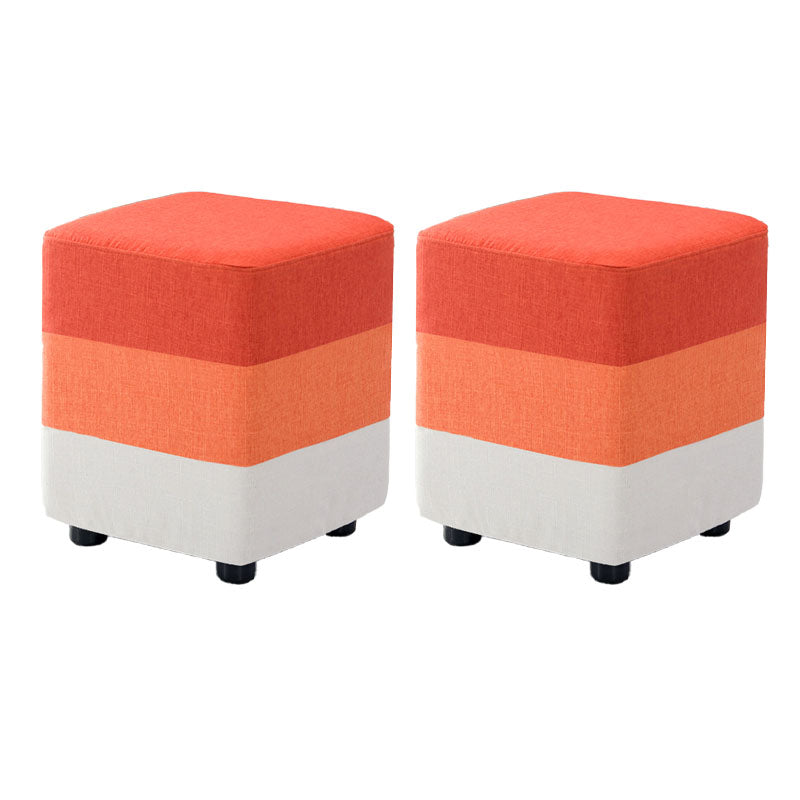 Fabric Standard Stool Contemporary Simple Upholstered Ottoman Square Orange 2 Piece Set Clearhalo 'furn' 'furn_ottomans_poufs' 'Furniture' 'Living Room Furniture' 'Ottomans & Poufs' 'ottomans_poufs' 7001447