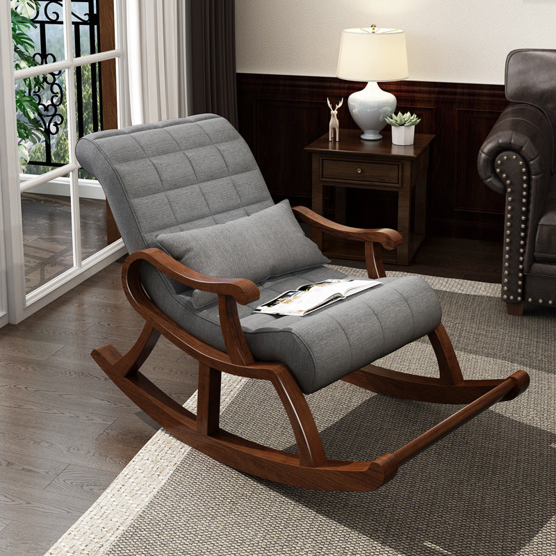 Single Lounge Lazy Sofa Chair Wood Base Rocking Chair for Living Room Light Gray Clearhalo 'Chairs & Seating' 'furn' 'furn_rocking_chairs' 'Furniture' 'Living Room Furniture' 'Rocking Chairs' 'rocking_chairs' 7001492